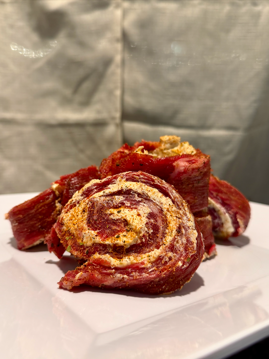 Stuffed and rolled beef pinwheels
